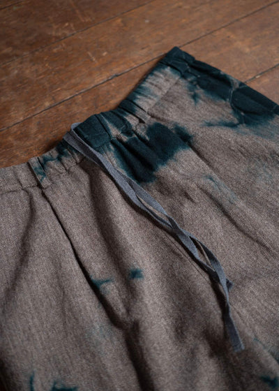 SUZUSAN Wool Cashmare Herringbone Drawstring Wide Pants Spruce X Muddy Brown 5041WNK-010