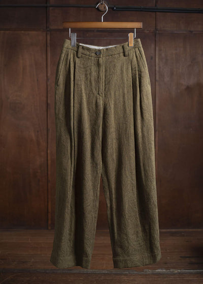 ZIGGY CHEN 0W2520501 JACQUARD TROUSERS 54-OLIVE