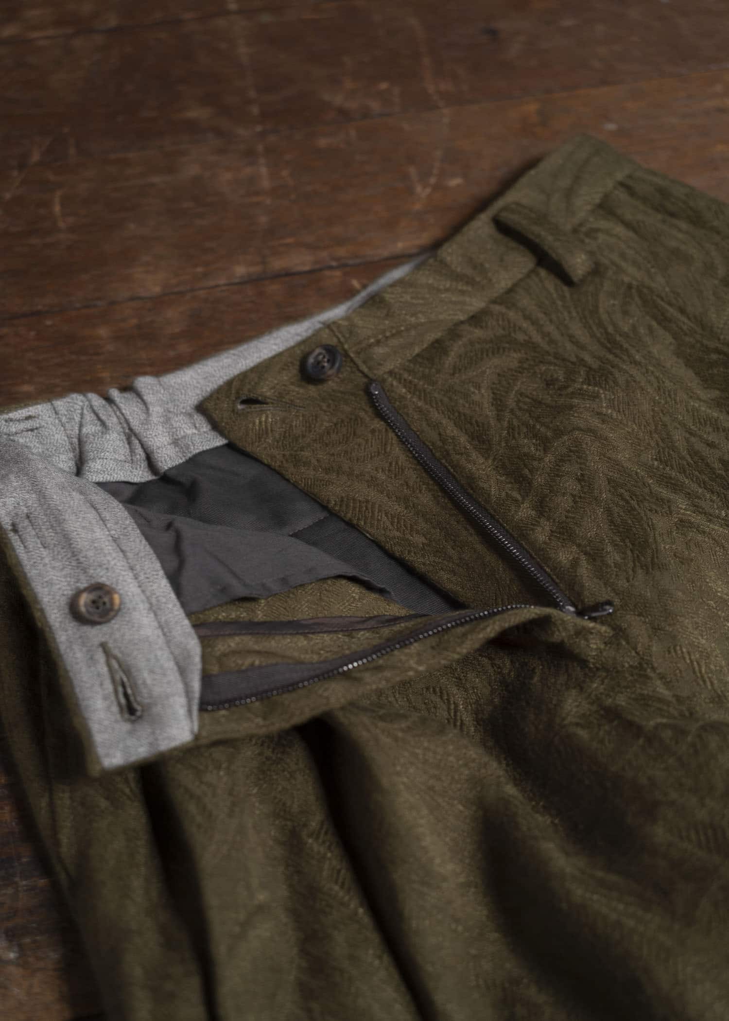 ZIGGY CHEN 0W2520501 JACQUARD TROUSERS 54-OLIVE