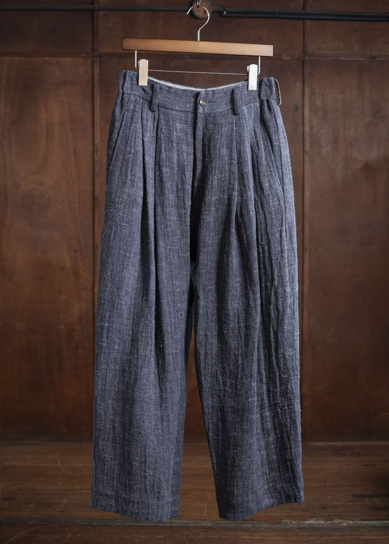 ZIGGY CHEN 0M2520501 DROP CROTCH WIDE LEG TROUSERS 23-SOOT BLUE