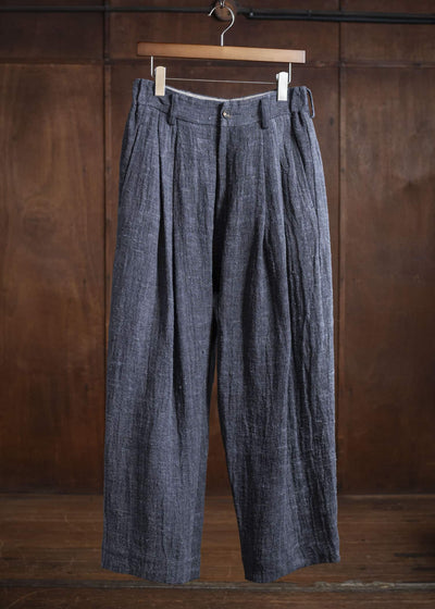 ZIGGY CHEN 0M2520501 DROP CROTCH WIDE LEG TROUSERS 23-SOOT BLUE