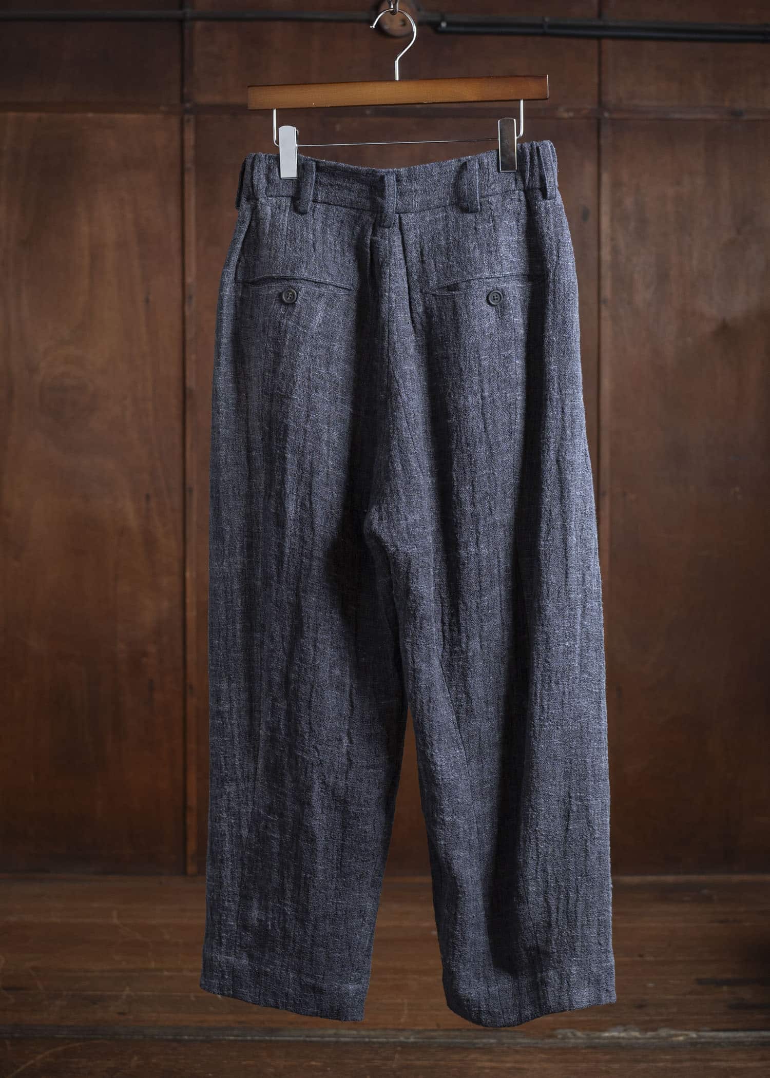 ZIGGY CHEN 0M2520501 DROP CROTCH WIDE LEG TROUSERS 23-SOOT BLUE