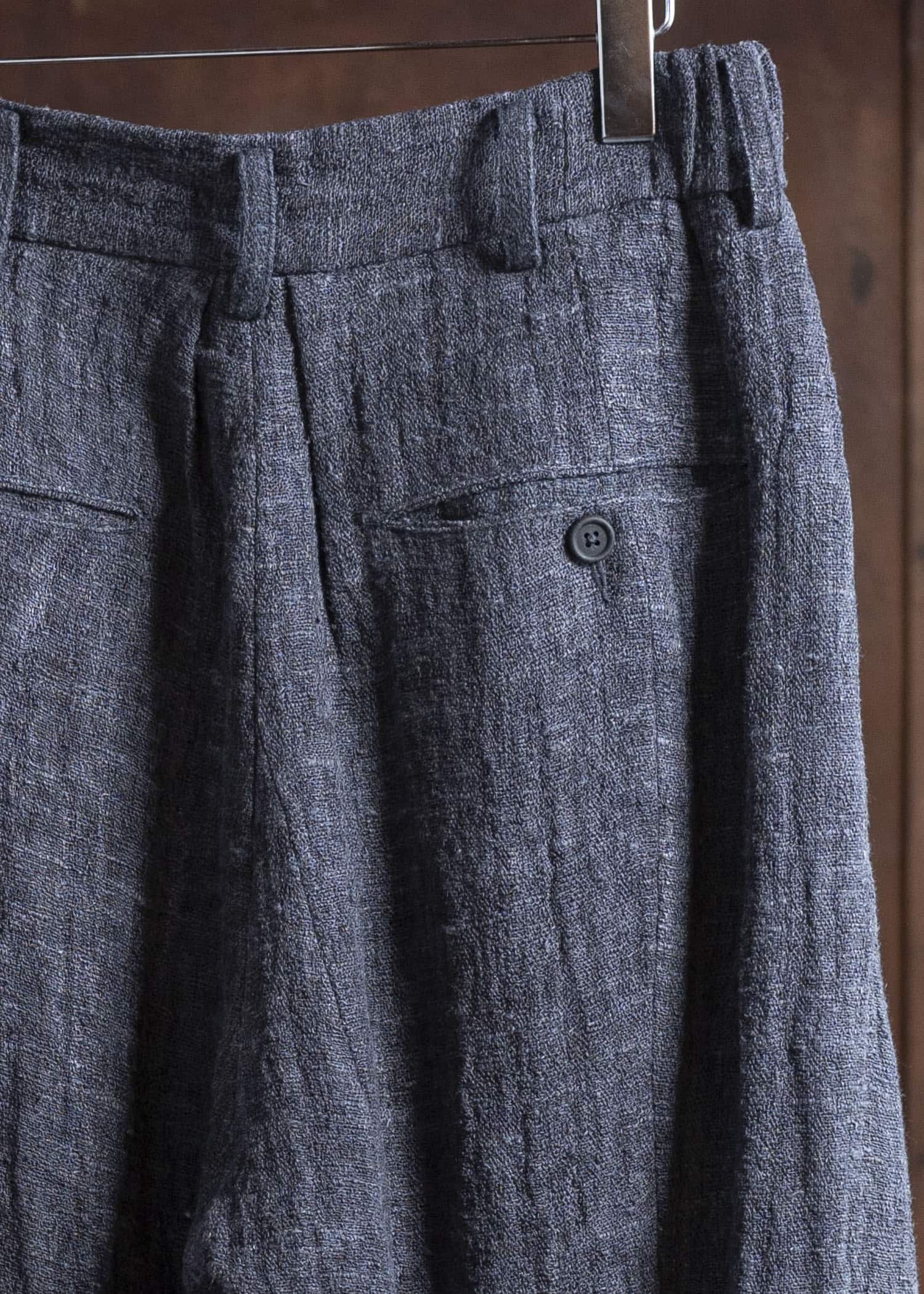 ZIGGY CHEN 0M2520501 DROP CROTCH WIDE LEG TROUSERS 23-SOOT BLUE