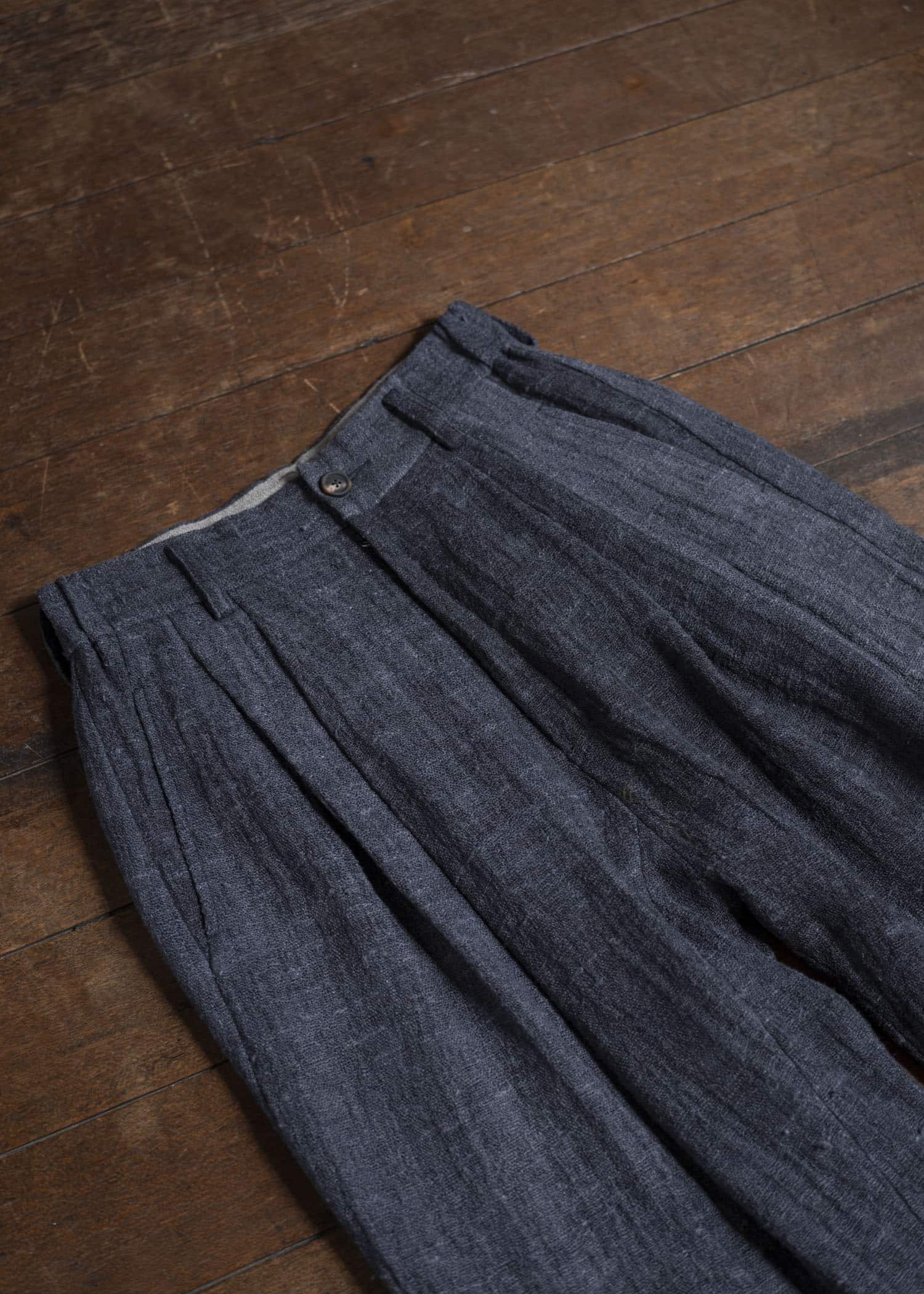 ZIGGY CHEN 0M2520501 DROP CROTCH WIDE LEG TROUSERS 23-SOOT BLUE