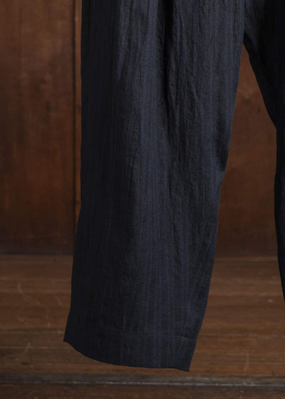 ZIGGY CHEN 0M2520512 STREAK FRONT PLEAT TROUSERS 04-BLACK X DARK BLUE
