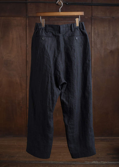 ZIGGY CHEN 0M2520512 STREAK FRONT PLEAT TROUSERS 04-BLACK X DARK BLUE