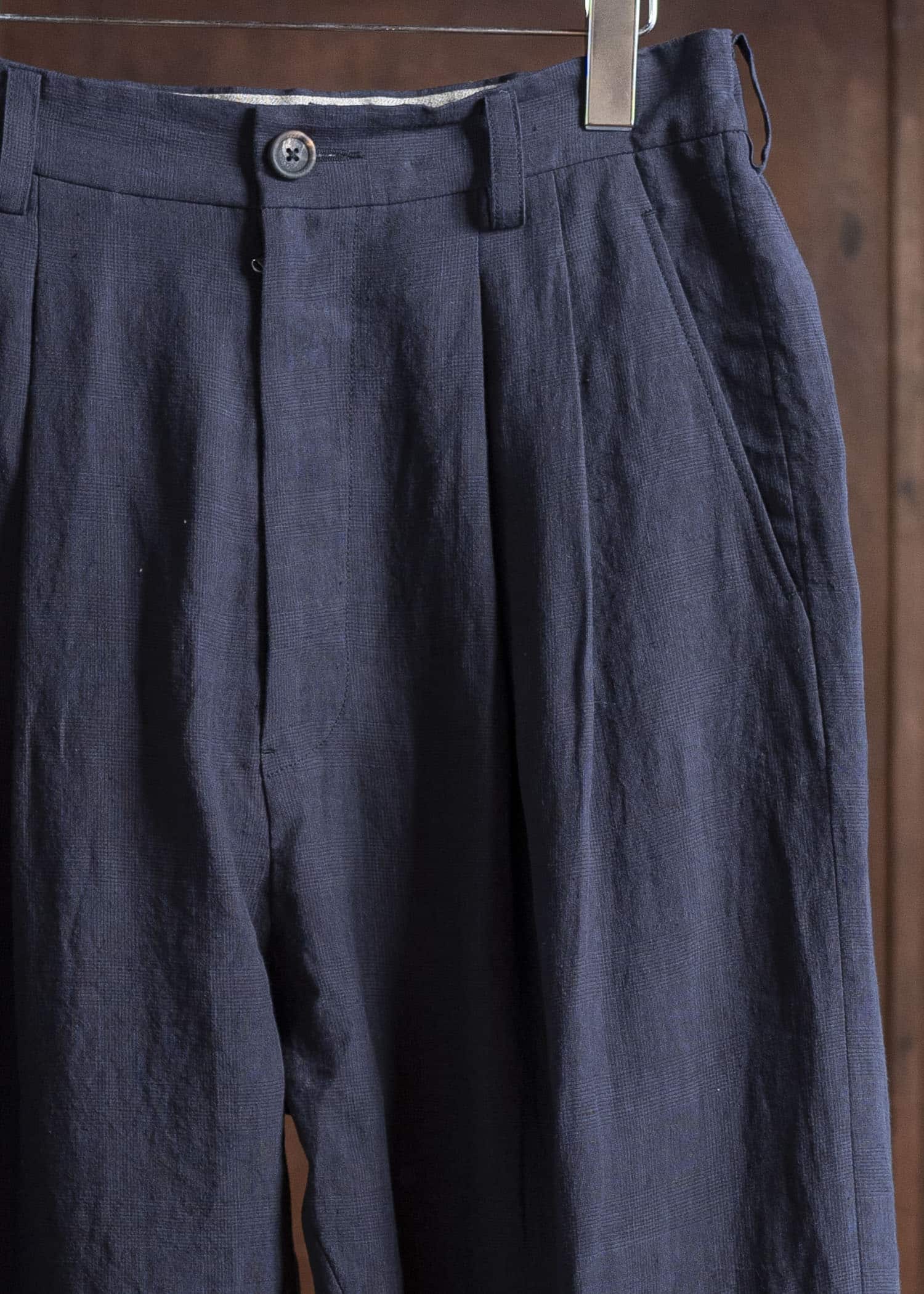 ZIGGY CHEN 0M2520515 STREAK FRONT PLEATED TROUSERS 25-MIDNIGHT BLUE