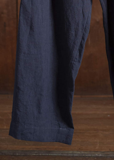 ZIGGY CHEN 0M2520515 STREAK FRONT PLEATED TROUSERS 25-MIDNIGHT BLUE