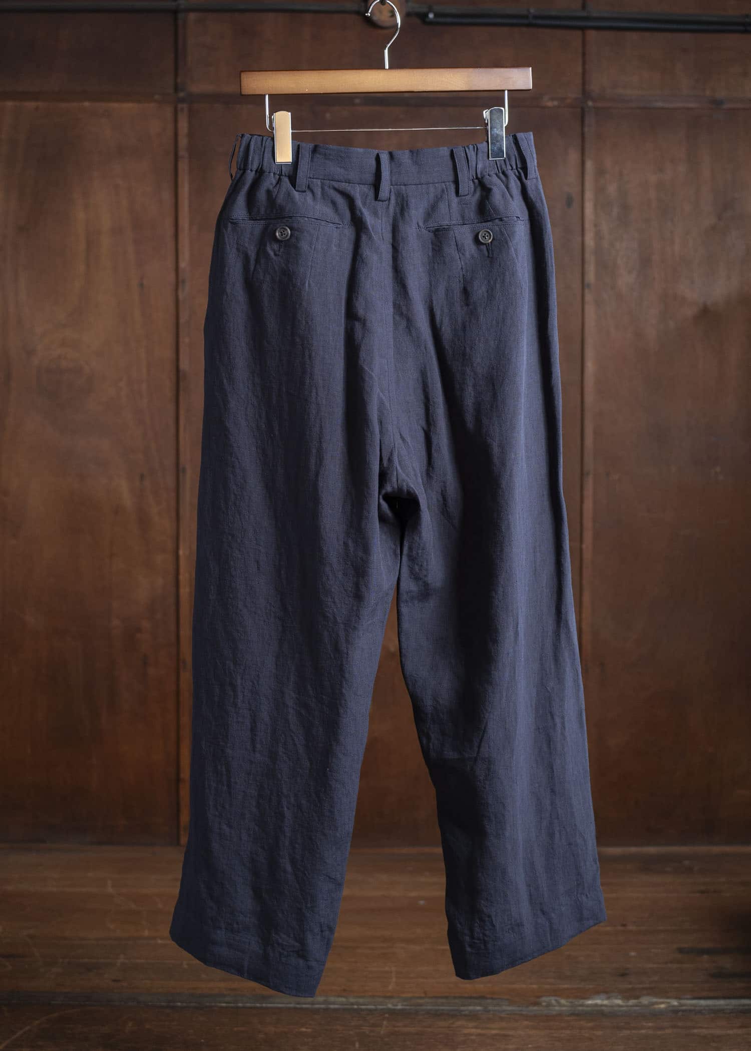 ZIGGY CHEN 0M2520515 STREAK FRONT PLEATED TROUSERS 25-MIDNIGHT BLUE