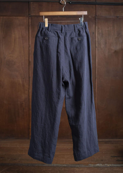 ZIGGY CHEN 0M2520515 STREAK FRONT PLEATED TROUSERS 25-MIDNIGHT BLUE