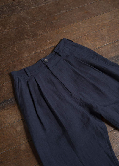 ZIGGY CHEN 0M2520515 STREAK FRONT PLEATED TROUSERS 25-MIDNIGHT BLUE