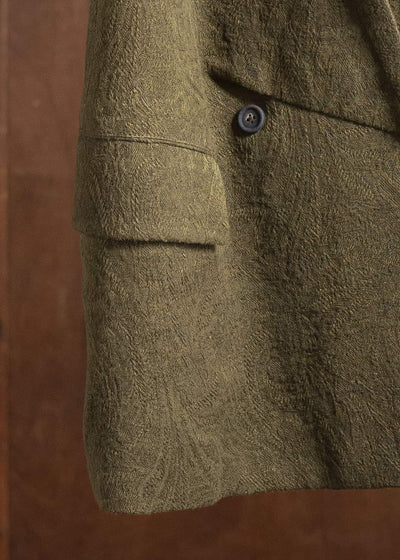ZIGGY CHEN 0W2520113 DOUBLE-BREASTED JACQUARD WAISTCOAT 54-OLIVE