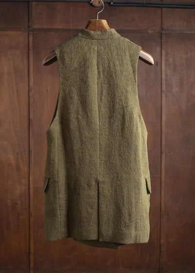 ZIGGY CHEN 0W2520113 DOUBLE-BREASTED JACQUARD WAISTCOAT 54-OLIVE