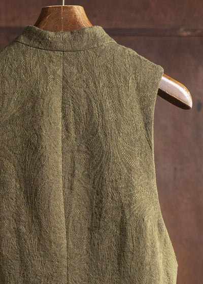 ZIGGY CHEN 0W2520113 DOUBLE-BREASTED JACQUARD WAISTCOAT 54-OLIVE