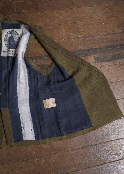 ZIGGY CHEN 0W2520113 DOUBLE-BREASTED JACQUARD WAISTCOAT 54-OLIVE