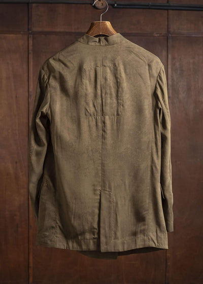 ZIGGY CHEN 0W2520903 DOUBLE BREASTED SILK BLAZER 54-OLIVE