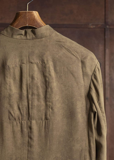 ZIGGY CHEN 0W2520903 DOUBLE BREASTED SILK BLAZER 54-OLIVE