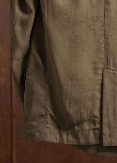 ZIGGY CHEN 0W2520903 DOUBLE BREASTED SILK BLAZER 54-OLIVE