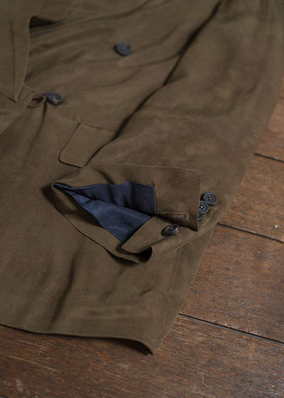 ZIGGY CHEN 0W2520903 DOUBLE BREASTED SILK BLAZER 54-OLIVE