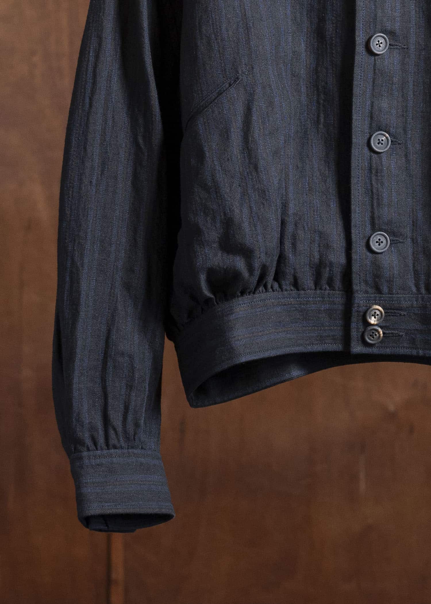 ZIGGY CHEN 0M2520911 SPREAD COLLAR CROPPED JACKET 04-BLACK X DARK BLUE