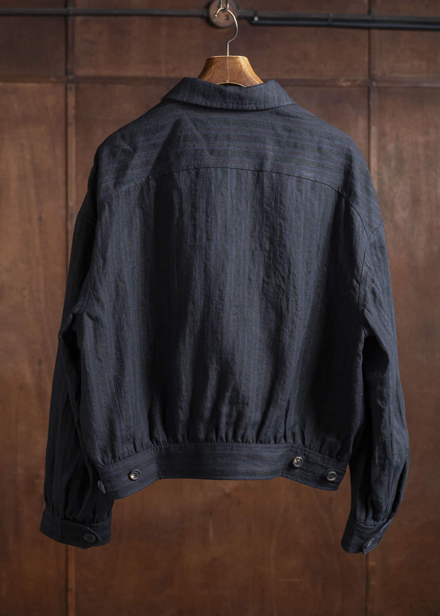 ZIGGY CHEN 0M2520911 SPREAD COLLAR CROPPED JACKET 04-BLACK X DARK BLUE