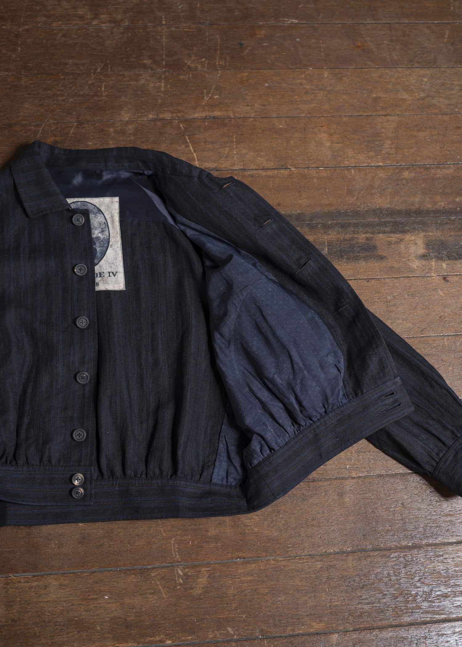 ZIGGY CHEN 0M2520911 SPREAD COLLAR CROPPED JACKET 04-BLACK X DARK BLUE