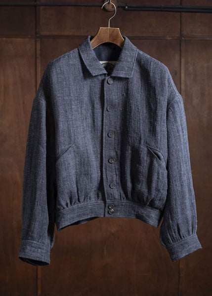 ZIGGY CHEN 0M2520907 SPREAD COLLAR CROPPED JACKET 23-SOOT BLUE