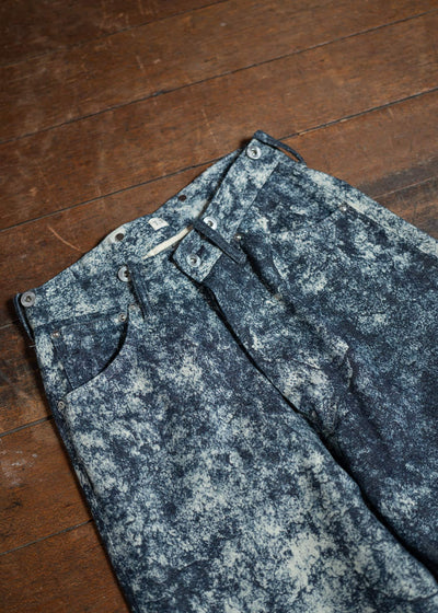 Taiga Takahashi Denim Trousers C.1920's- Discharged print Lot.704 Discharged Indigo