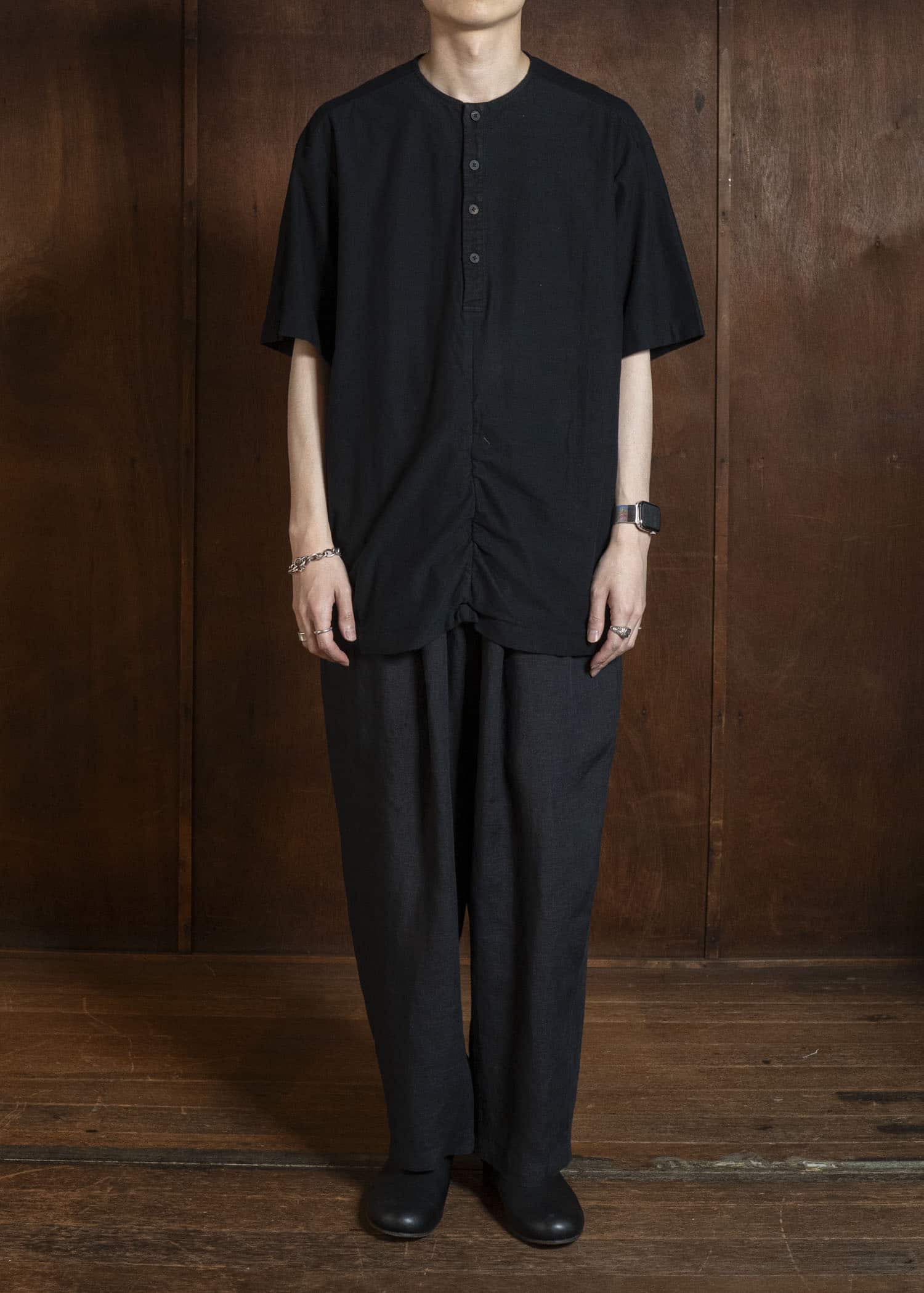 ZIGGY CHEN 0M2610219 HENLEY-NECK GATHERED T-SHIRT 04
