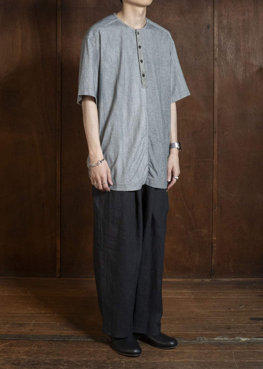 ZIGGY CHEN 0M2610203 HENLEY-NECK GATHERED T-SHIRT 21