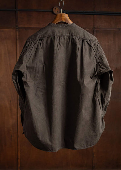Taiga Takahashi Band Collar Shirt P/O Mud Dyed Brown Lot.105
