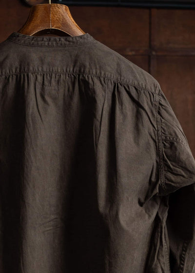 Taiga Takahashi Band Collar Shirt P/O Mud Dyed Brown Lot.105