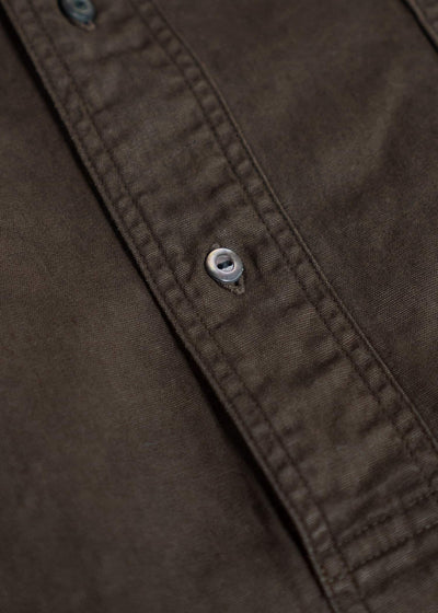 Taiga Takahashi Band Collar Shirt P/O Mud Dyed Brown Lot.105