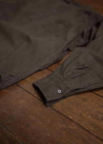 Taiga Takahashi Band Collar Shirt P/O Mud Dyed Brown Lot.105