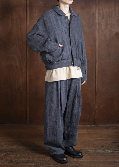 ZIGGY CHEN 0M2520907 SPREAD COLLAR CROPPED JACKET 23-SOOT BLUE
