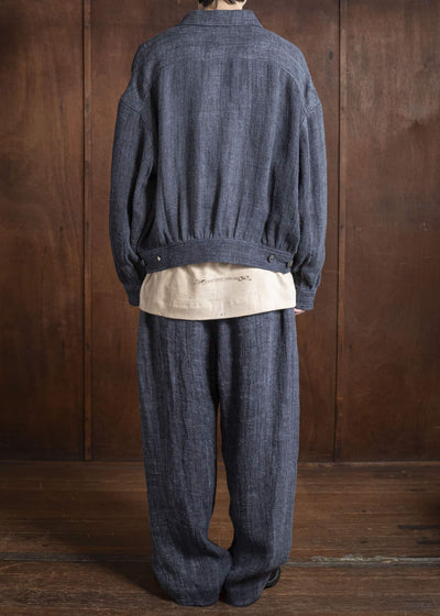 ZIGGY CHEN 0M2520501 DROP CROTCH WIDE LEG TROUSERS 23-SOOT BLUE