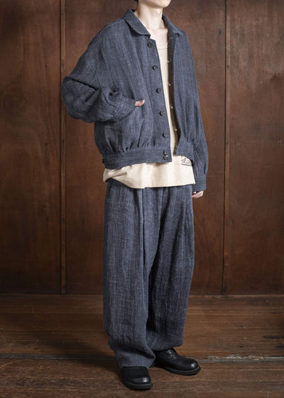 ZIGGY CHEN 0M2520501 DROP CROTCH WIDE LEG TROUSERS 23-SOOT BLUE