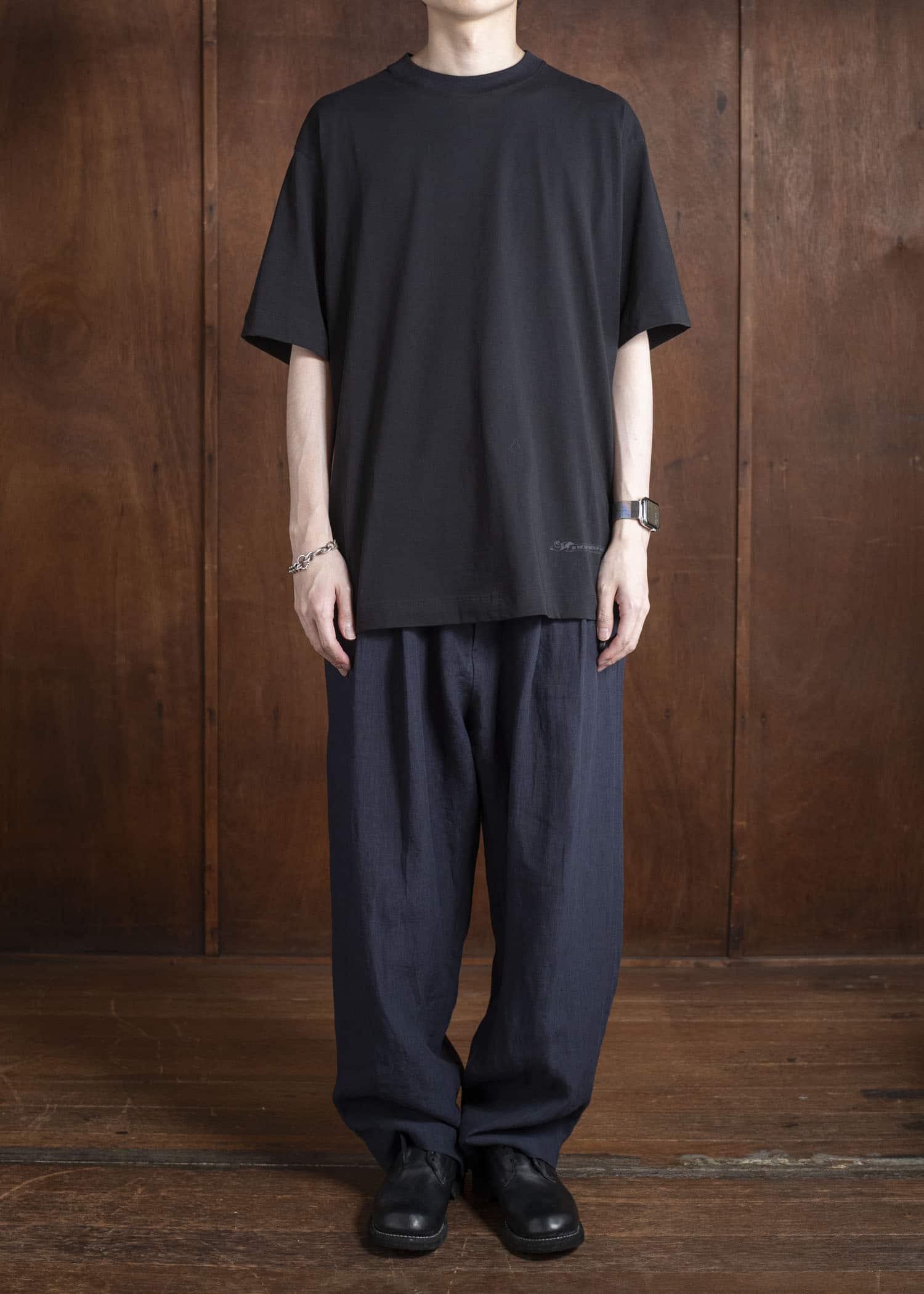 ZIGGY CHEN 0M2520515 STREAK FRONT PLEATED TROUSERS 25-MIDNIGHT BLUE