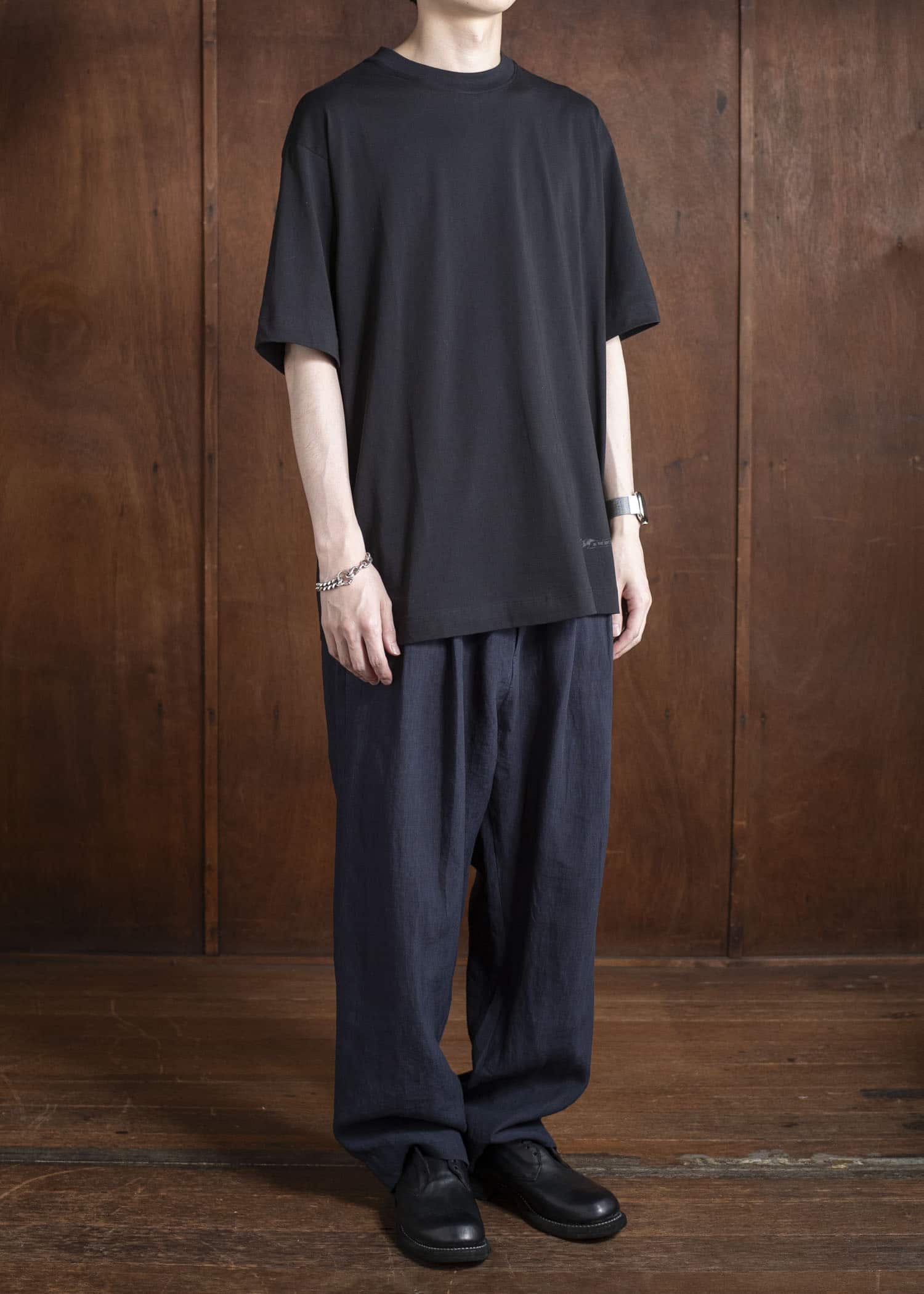 ZIGGY CHEN 0M2520515 STREAK FRONT PLEATED TROUSERS 25-MIDNIGHT BLUE