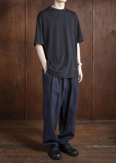 ZIGGY CHEN 0M2520515 STREAK FRONT PLEATED TROUSERS 25-MIDNIGHT BLUE