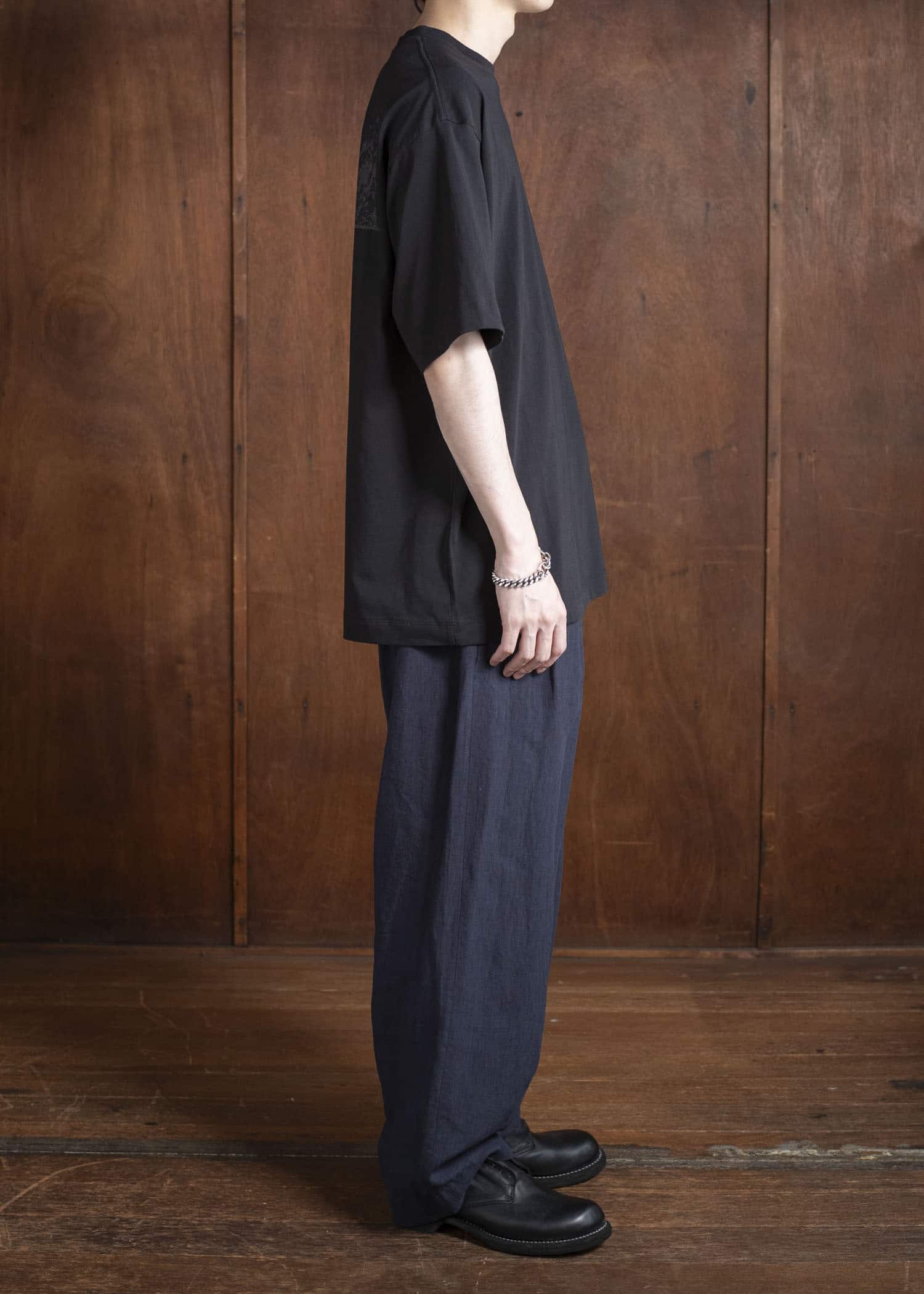 ZIGGY CHEN 0M2520515 STREAK FRONT PLEATED TROUSERS 25-MIDNIGHT BLUE