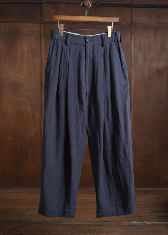 ZIGGY CHEN 0M2520505 DROP CROTCH WIDE LEG TROUSERS 25-MIDNIGHT BLUE