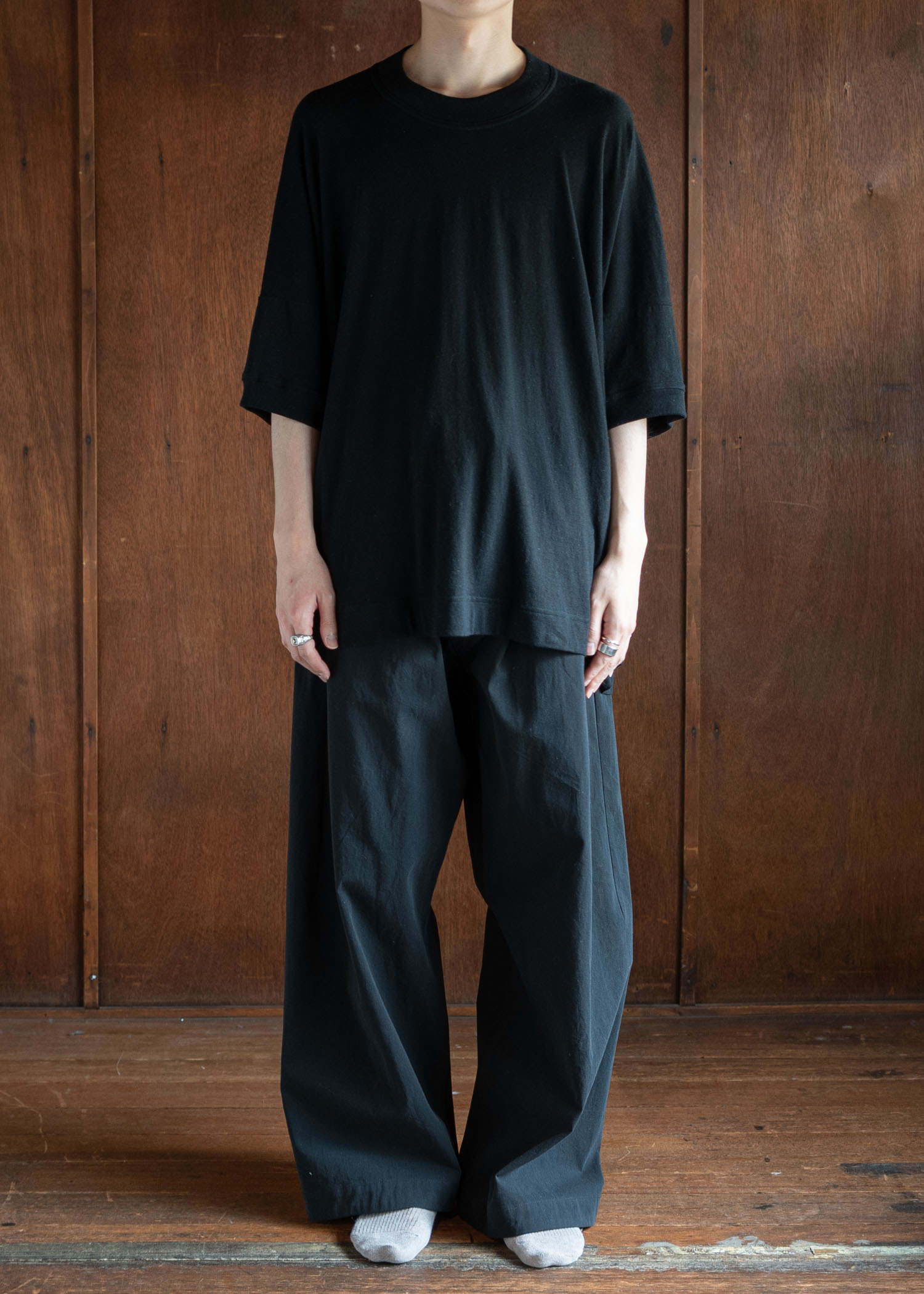 JAN-JAN VAN ESSCHE TROUSERS#78OVERSIZED 6 POCKET DENIM TROUSERS COARSE DENSE TWILL BLACK