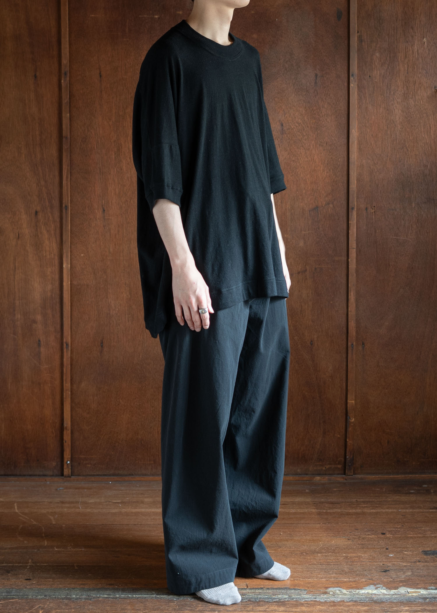 JAN-JAN VAN ESSCHE TROUSERS#78OVERSIZED 6 POCKET DENIM TROUSERS COARSE DENSE TWILL BLACK