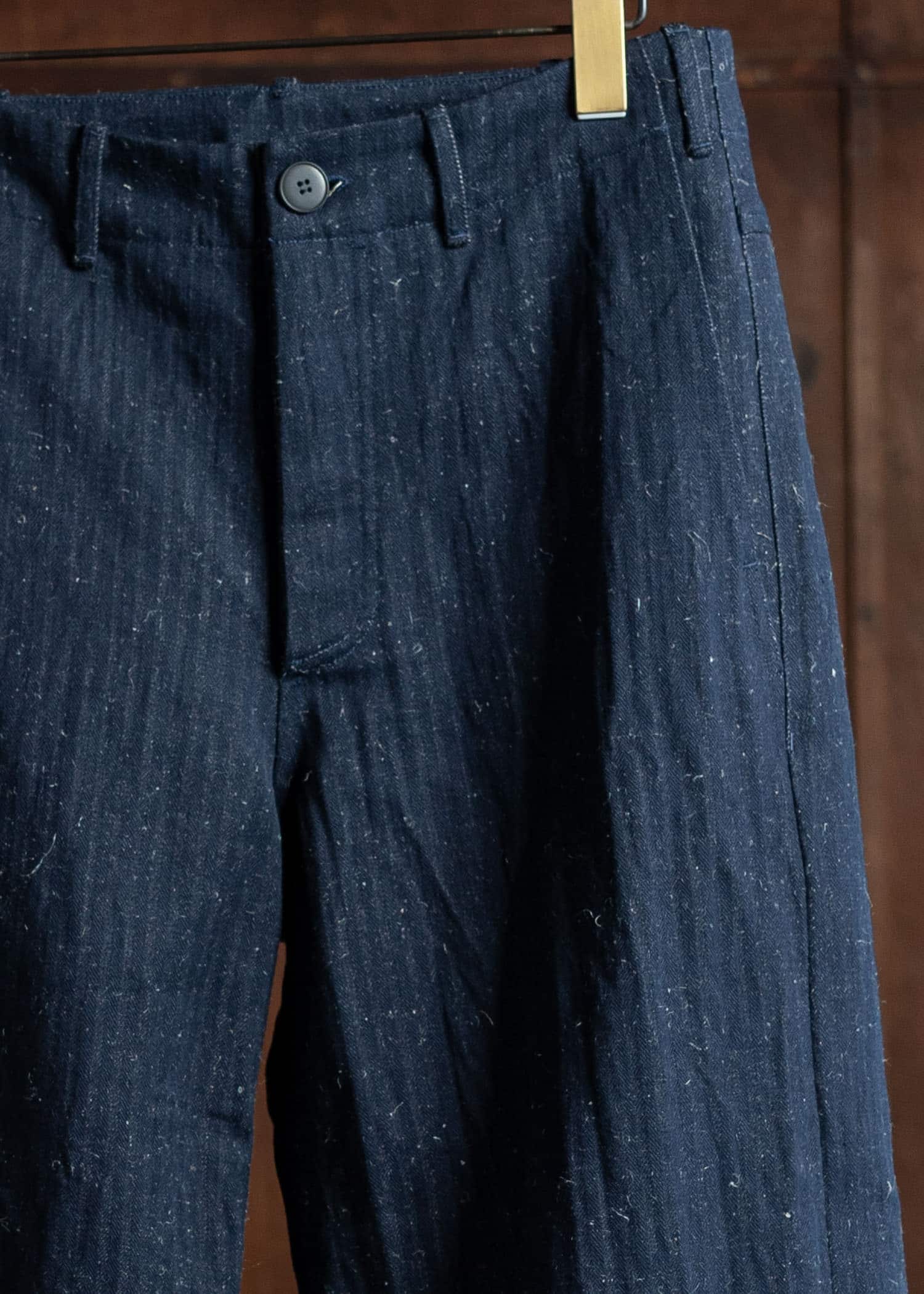 unkruid Wide Leg Trousers Dark Hairy Herringbone Denim