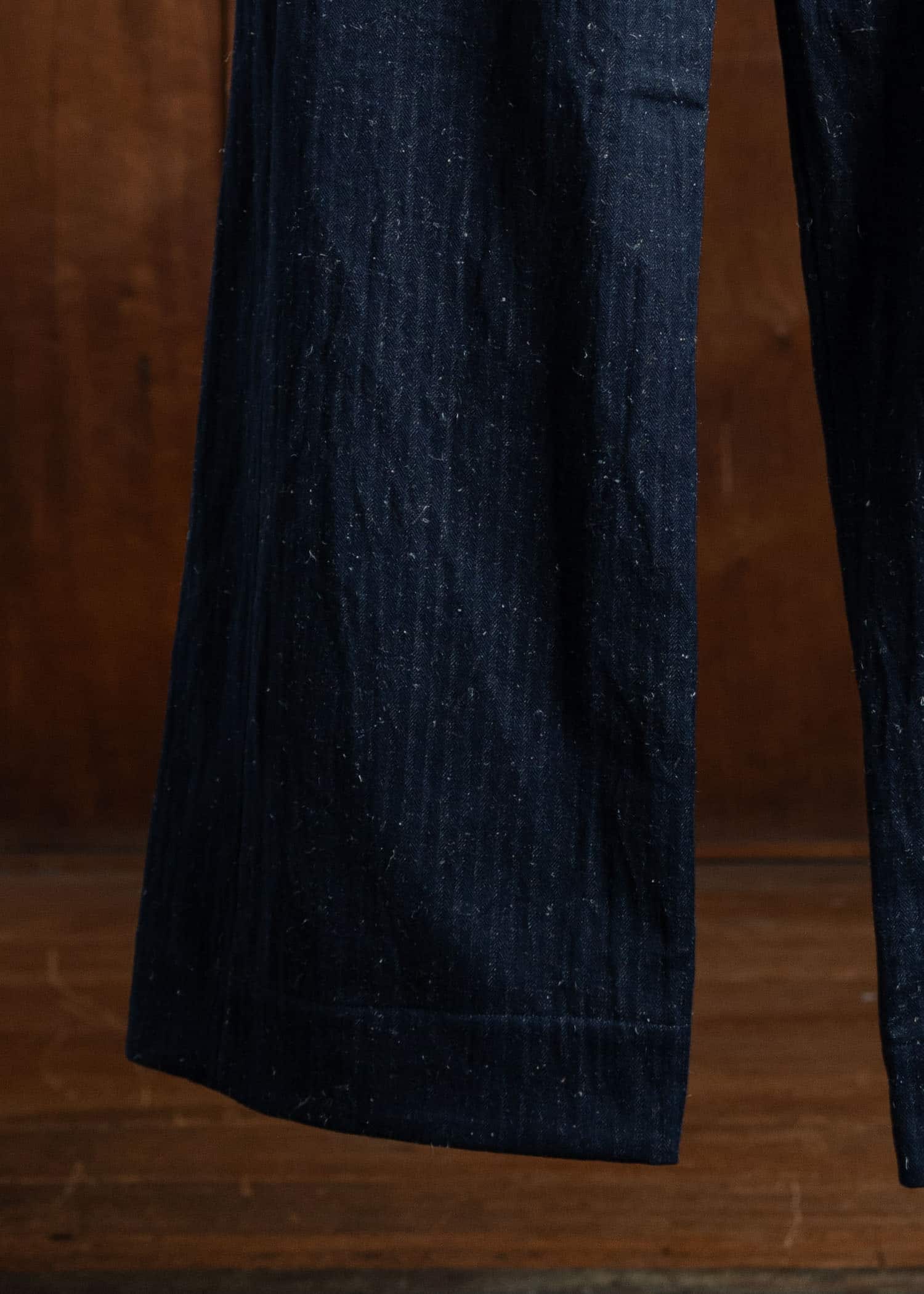 unkruid Wide Leg Trousers Dark Hairy Herringbone Denim