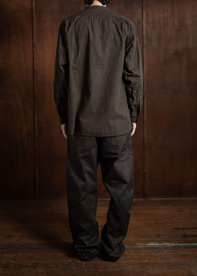 Taiga Takahashi Band Collar Shirt P/O Mud Dyed Brown Lot.105