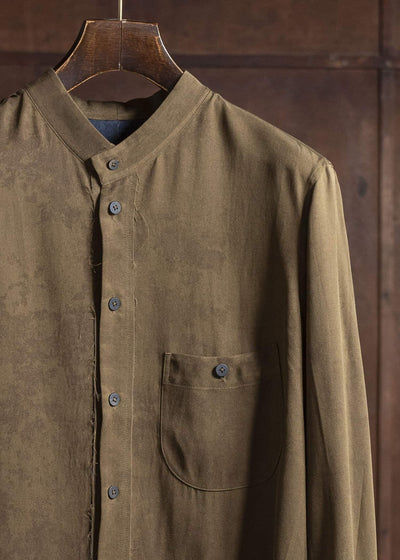 ZIGGY CHEN 0M2520711 MANDARIN COLLAR SHIRT 54-OLIVE