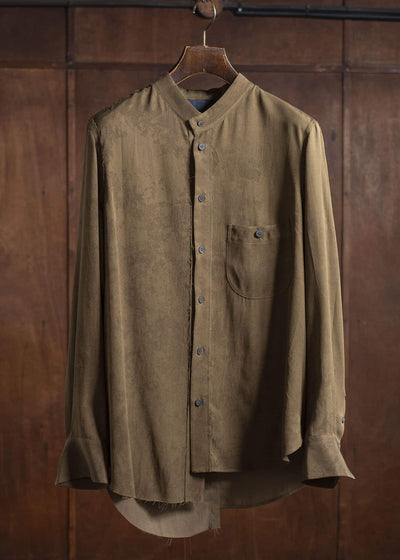 ZIGGY CHEN 0M2520711 MANDARIN COLLAR SHIRT 54-OLIVE