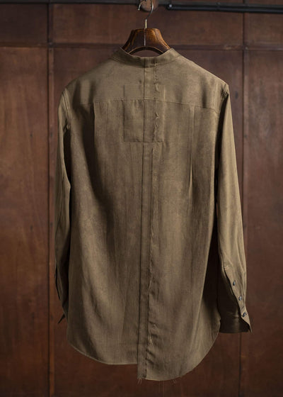 ZIGGY CHEN 0M2520711 MANDARIN COLLAR SHIRT 54-OLIVE
